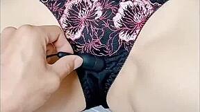 This Asian Teen Pants While Using Dildo In Underwear