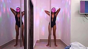 Hot brunette student gives erotic dance