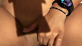 Petite babe with big tits masturbates solo in shower fun