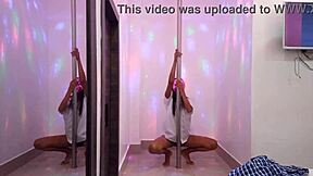 Hot brunette student gives erotic dance