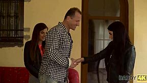 I loved this hot threesome with two cute stepdaughters