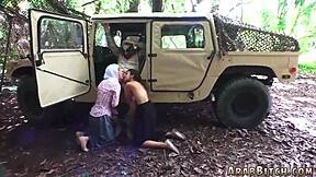 Outdoor ass action in army setting! 😜