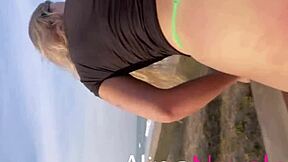 Doggystyle on Beach with Blonde’s Giant Butt in Lucky Panties. Watch AlineNovak Now!