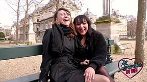 Bianca and Melany, Two Naughty French Girls, Engage in Lesbian Threesome in Lingerie with Small Tits