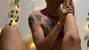 he sucks my feet for a footjob and cums on my soles