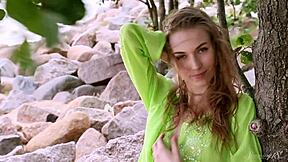 Sexy Ballerina Strips Naked on Couch in Tight Leggings!