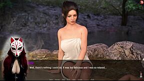 Brunette Teen Kate Cosplays In Public, Bent Over For Hotdogging In Outdoor Cartoon Game Scene.