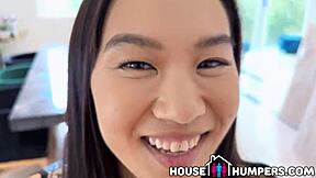 Horny Wife Seduces Asian Agent for Threesome