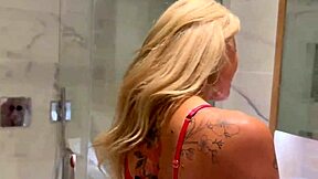 British Blonde Services Monster Cock in Lingerie