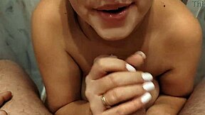 Sloppy Blowjob In Toilet Ends With Cum On Tits