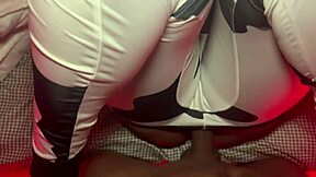 Halloween stepmother surprises with pussy creampie