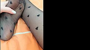 My foot massage in tights got rough with squirting.