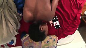 Petite 18+ with perfect body bent over in doggystyle taking big cock until cum on tits