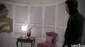 a skinny busty babe gets roughly fucked by a perv