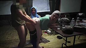 Big Tit Teen Sneaks Blowjob