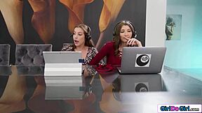 GIRLS RUBBING EACH OTHER during work call