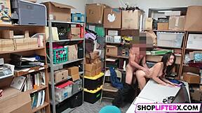 SNEAKY OFFICER PUNISHING TEEN 18+ SHOPLIFTER WITH HARDCORE BLOWJOB