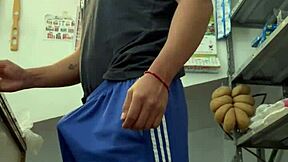 Young Mexican Guy Strokes Himself in Grocery Store