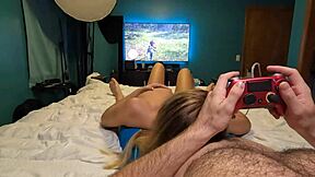 Big natural tits teen gives POV blowjob, gets a cumshot