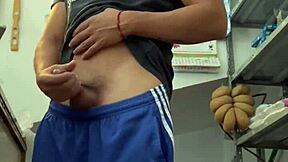 Young Mexican Guy Strokes Himself in Grocery Store