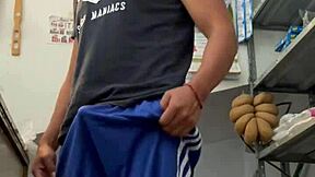 Young Mexican Guy Strokes Himself in Grocery Store