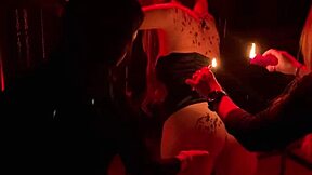 Handcuffed Girl Feels Wax Drops Backstage