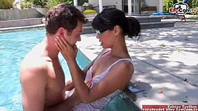 anal sex with a petite brunette asian teen in a white shirt