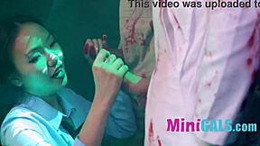 animatronics come to life to fuck asian teen guard