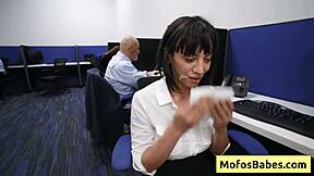 big tit secretary sasha pearl enjoying nasty facial cumshot in open space office