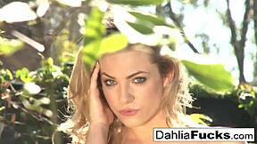 Wow! Dahlia Sky’s solo toy playtime with her tight pussy!