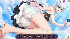 Pretty witch bounces and seduces in gameplay