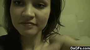 Wow, Dagfs little beauty teases with her fit body on camera! She strips off clothes and flaunts panties in the mirror!