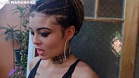 Latina teen Mirella Dias teases gardener with sucking and handjob, gets intense ass fucking doggy and cumshot