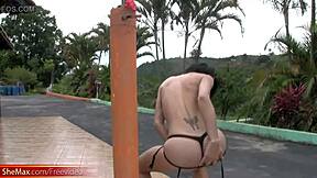 Shemale Teases With Self Suck And Cum Swallow