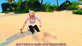 Horny Blonde Stepsister Masturbates for Stepbrother in 3D Sims 4 Animation