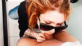 Hot Redhead Invades Men's Bathroom To Suck Me 😈