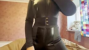 girl rides black cock in costume, tight pussy creampied