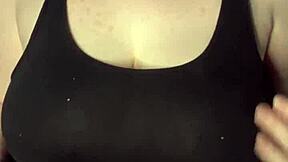 slapping huge tits on the table