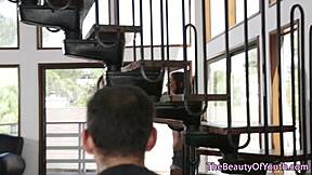 Teen lesbians engage in intense pussylicking outdoors