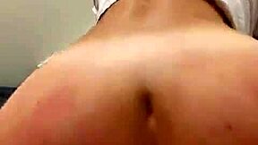 Young brunette's big ass gapes from bold doggystyle pounding.