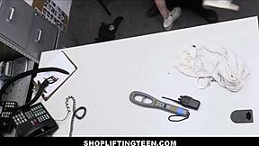 cute teen shoplifter fucks security guard?