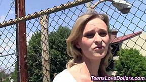 Teen boldly sucks cock in public spot