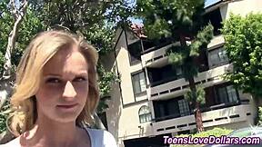 Teen boldly sucks cock in public spot