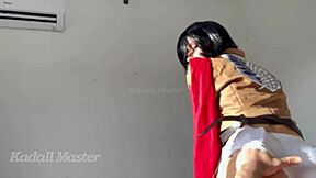 Cosplay Mikasa Gets Filled With Cum By Neighbor's Daughter?