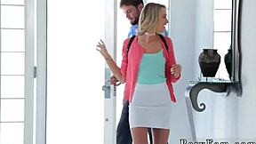 Teen experiments with rough strap-on and delicate anal play during tushy hooky