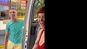 Did Cute Freaky Tatted Redhead Babe Want Fuck In Fanbus?