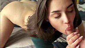 Hot model gives blowjob and gets facial with dirty talk 😏