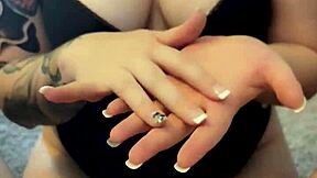 the girlfriend uses her palms to help the guy finish