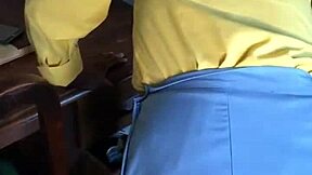 She Gets A Nasty Creampie While Stuck Under The Table