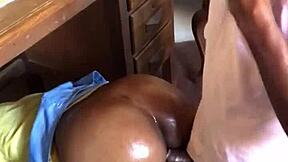 She Gets A Nasty Creampie While Stuck Under The Table